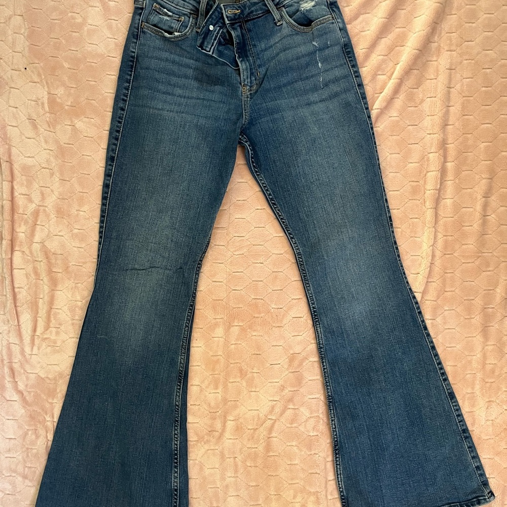 Abercrombie & Fitch Blue Flare Wide Leg Jeans